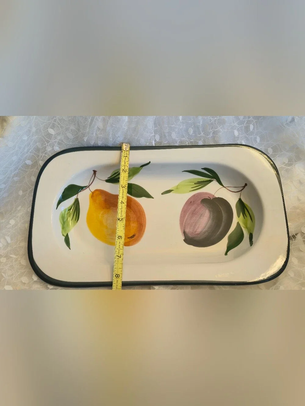 Made in Italy Hand Painted Pear & Plum Rectangular Bowl / Platter